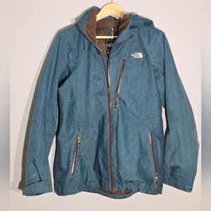 The North Face Cryptic Teal & Brown Ski Jacket - Recco - Large